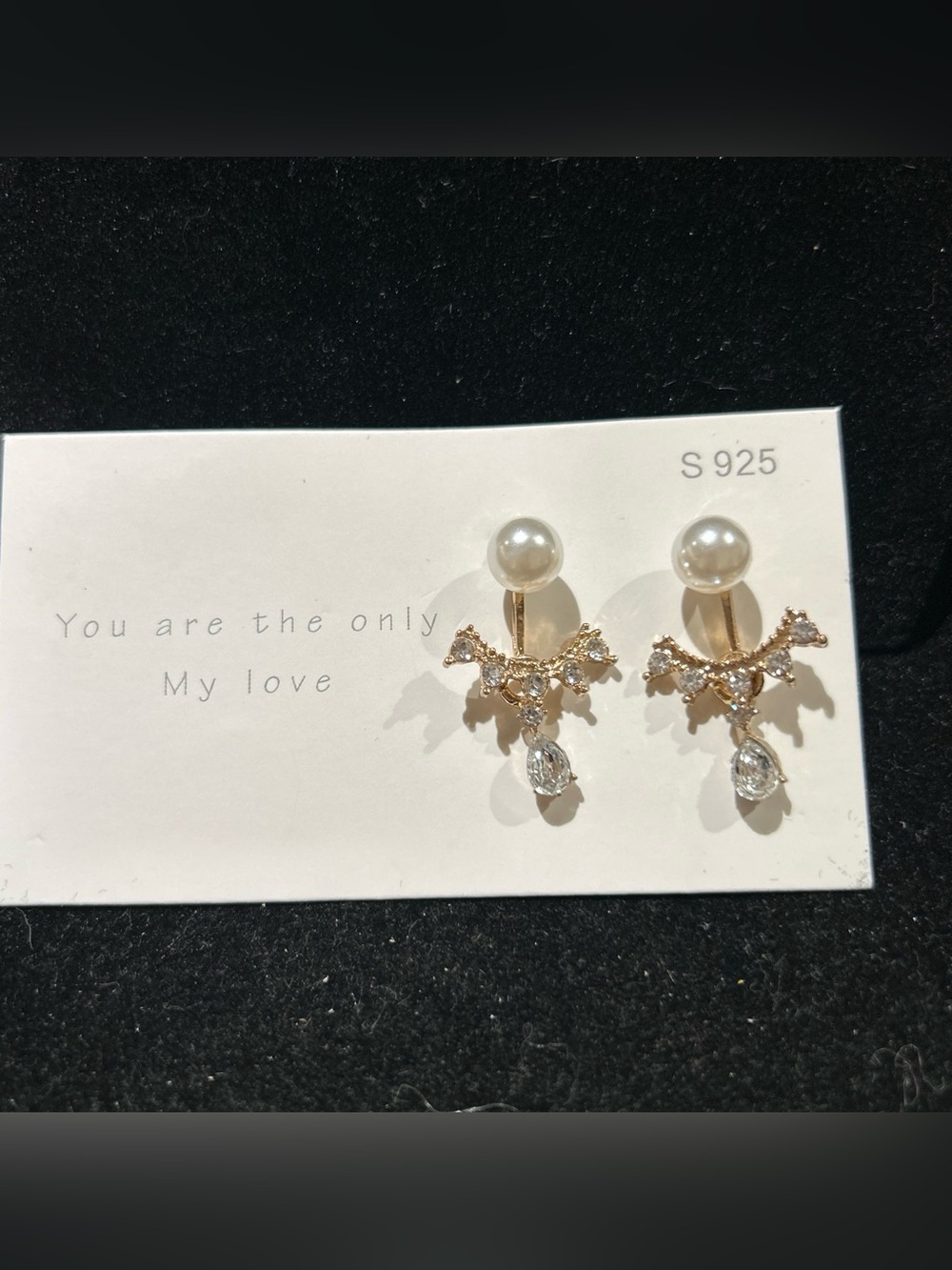 Elegant faux Pearl & Crystal Drop Earrings - Gold Tone